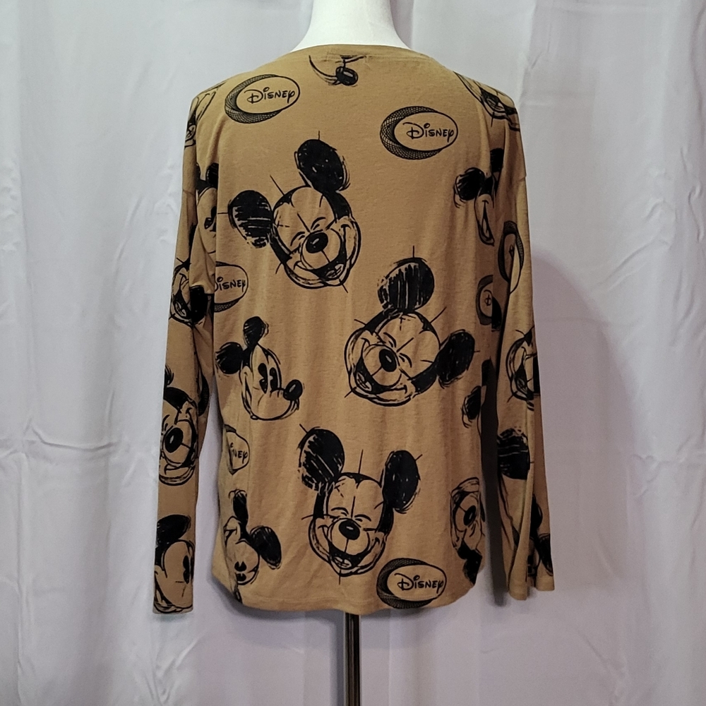 Feierhong Women's Tan Mickey Mouse Long Sleeve Graphic T-Shirt Size Large - Picture 9 of 10